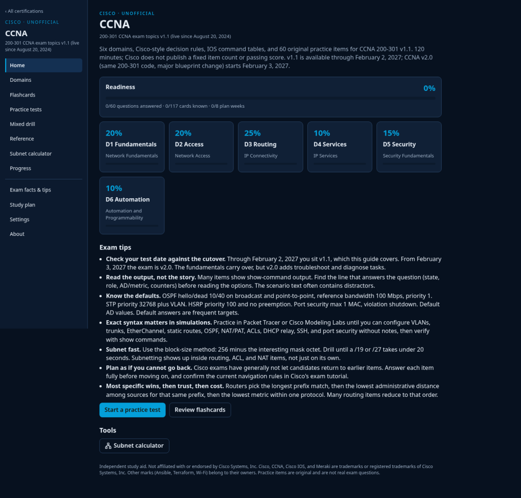 CertDesk Cisco CCNA 200-301 study desk